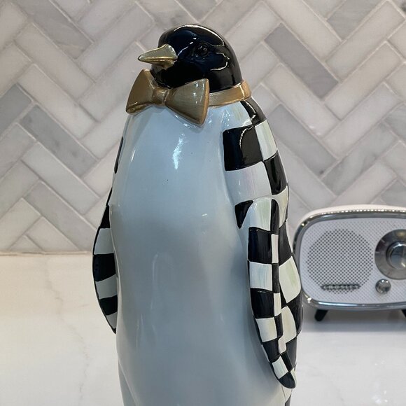 MacKenzie-Childs Courtly Check Tabletop Penguin – 11" Resin Holiday Figure-NEW - Picture 4 of 14